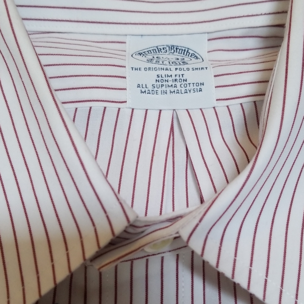 Brooks Brothers Burgundy White Stripe Slim NonIron